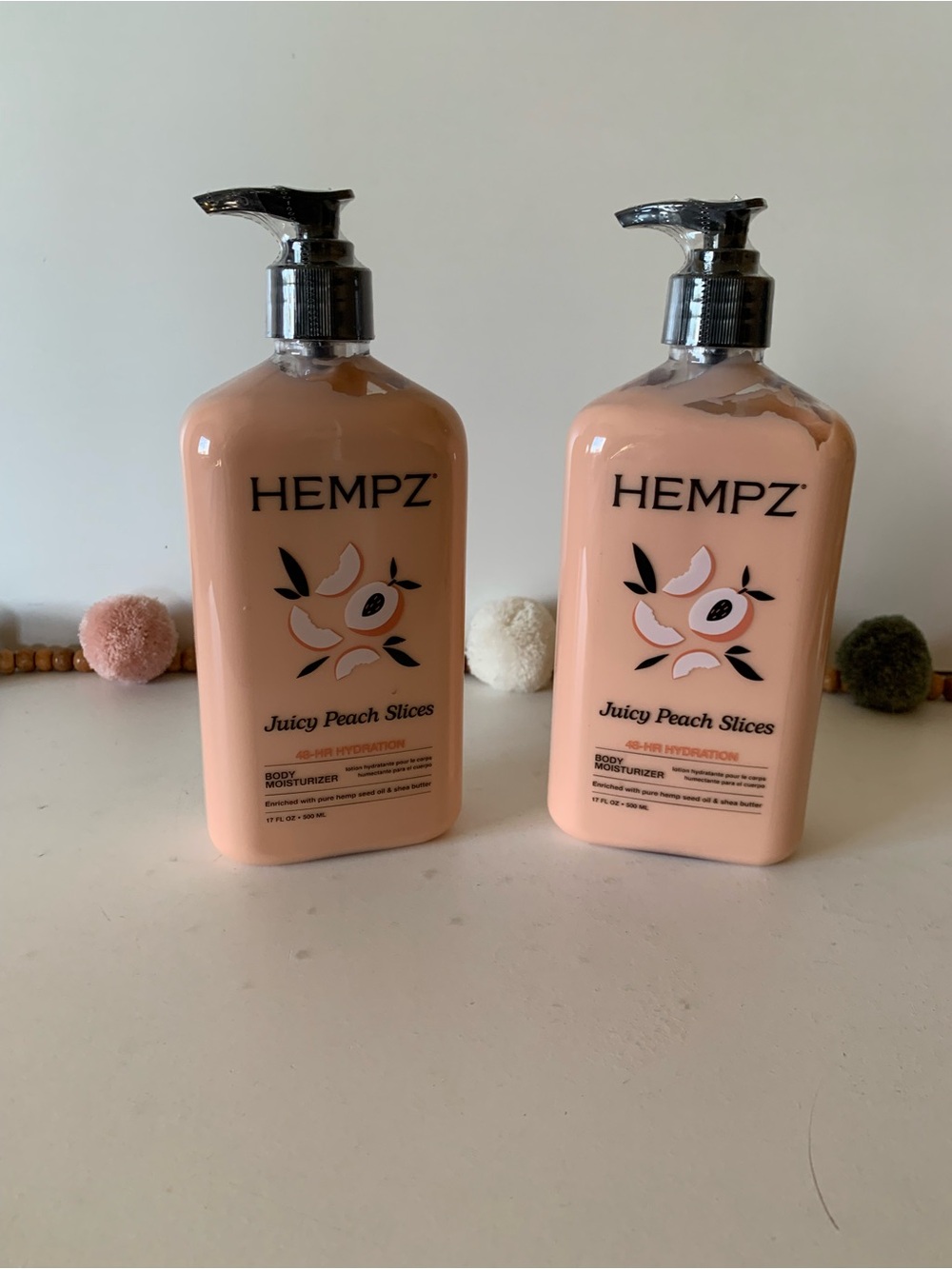 Hempz Juicy Peach Slices Body Moisturizer - 2 bottles 17 Oz